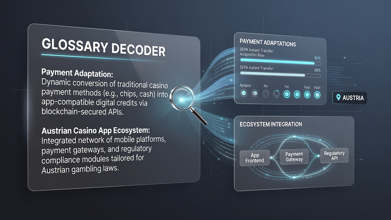 Diagram illustrating connections between glossary definitions and payment method updates in Austrian casino apps